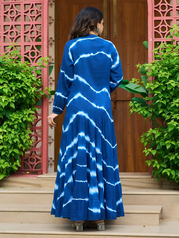 Blue cotton kurti with for festive wear
