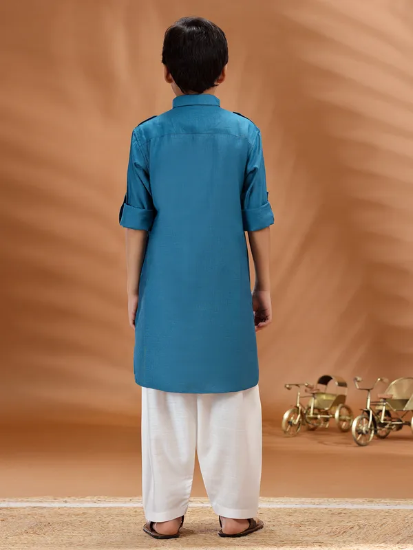 Blue cotton pathani pathani set for boys