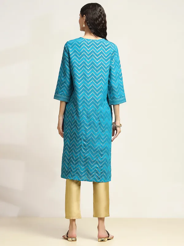 Blue cotton silk kurti for casual wear