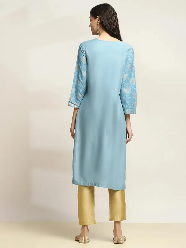 Blue cotton silk kurti for women casual wear