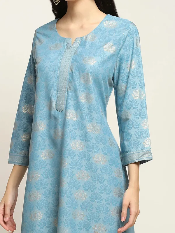Blue cotton silk kurti for women casual wear