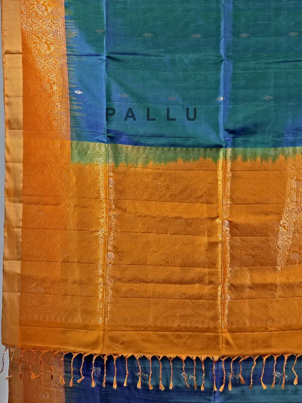 Blue cotton silk zari worked saree