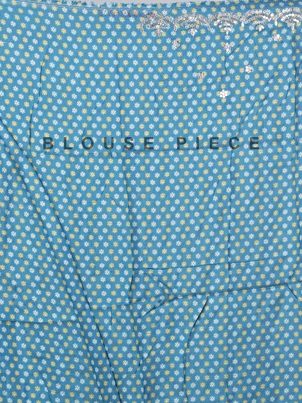 Blue crepe silk printed saree for festive