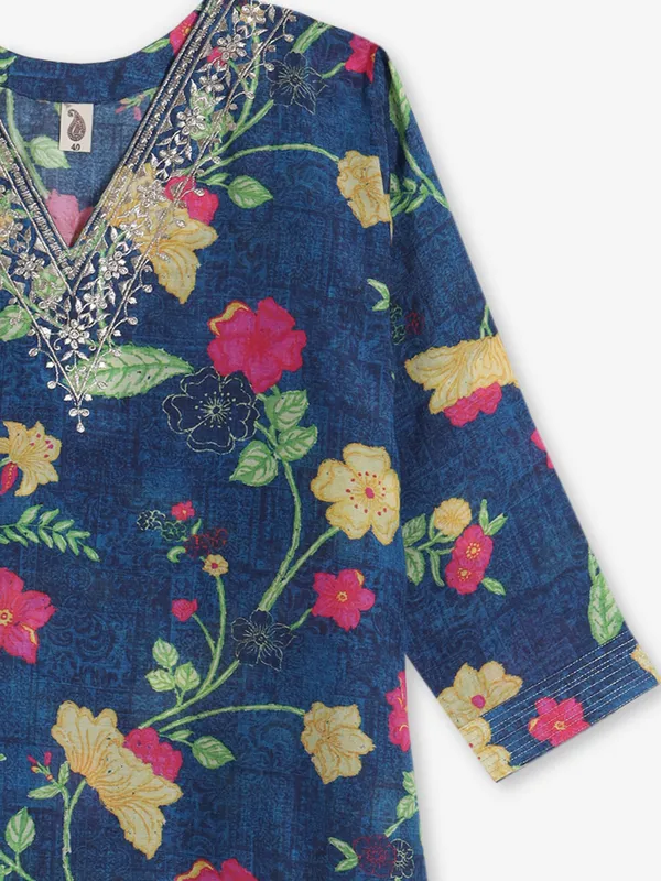 Blue elegance cotton kurti for women