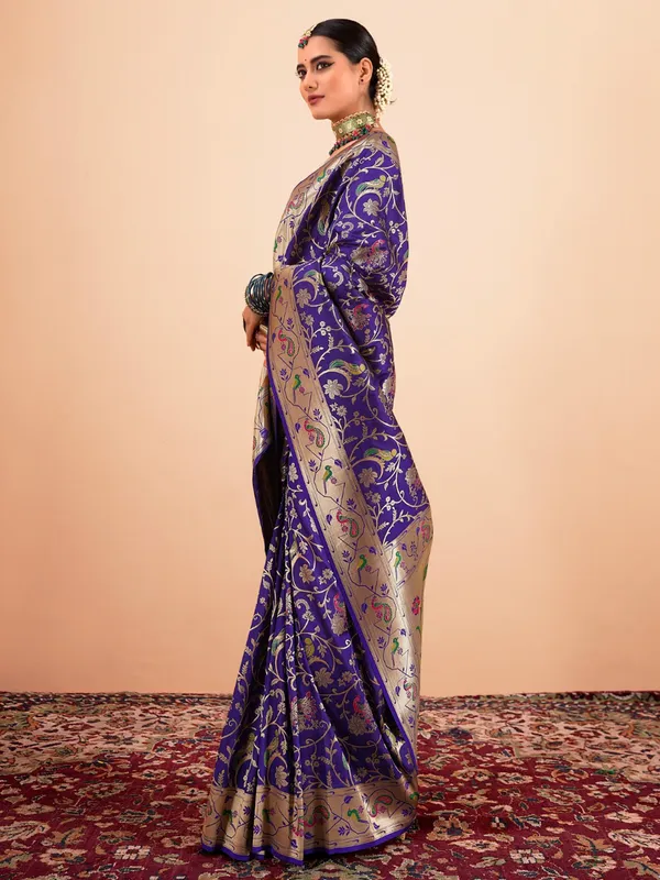 Blue festive wear paithani silk saree