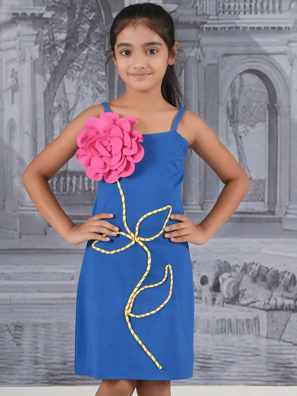 Blue frck for girls in smooth cotton