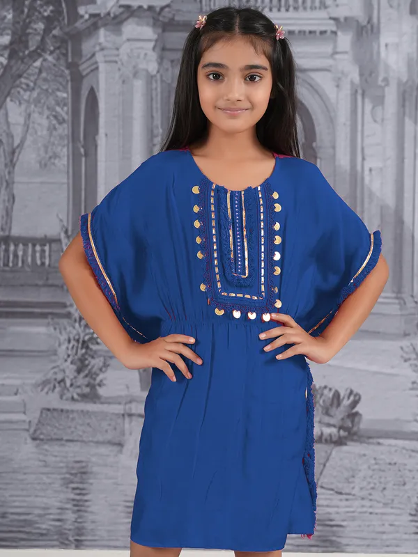Blue girls cotton frock for casual