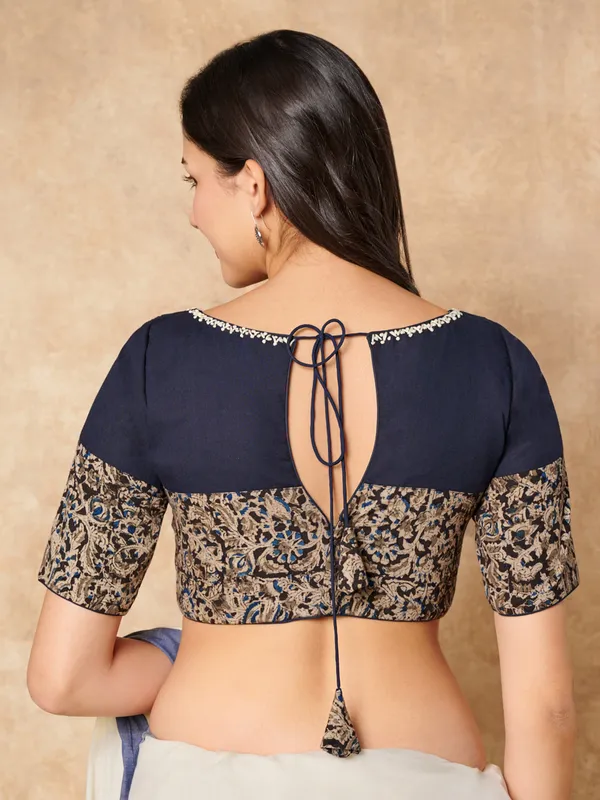 Blue kalamkari cotton ready made blouse