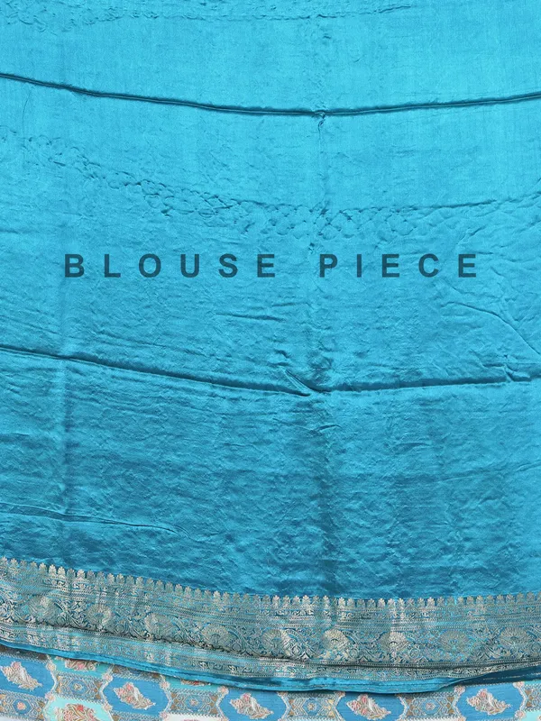 Blue modal silk saree with contrast border