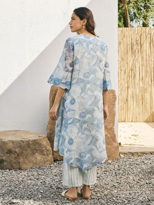 Blue muslin cotton salwar suit for women