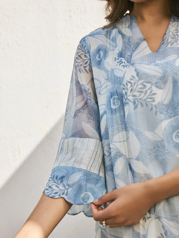 Blue muslin cotton salwar suit for women