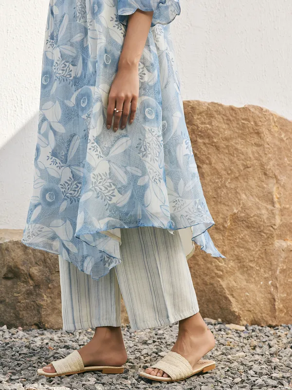 Blue muslin cotton salwar suit for women