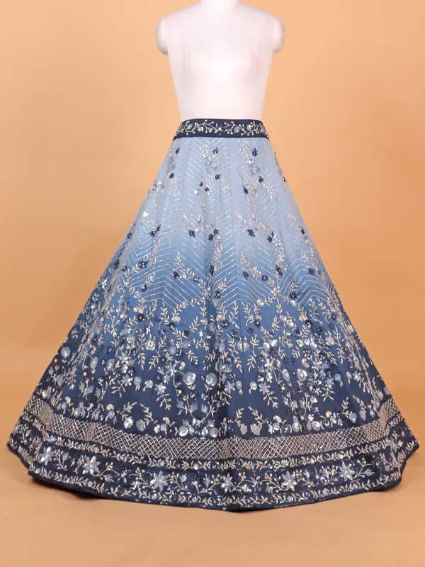 Blue ombre color scheme unstitched lehenga choli