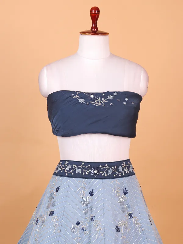 Blue ombre color scheme unstitched lehenga choli