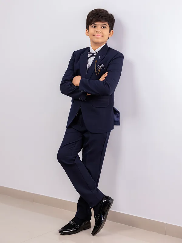 Blue one button boys coat suit design