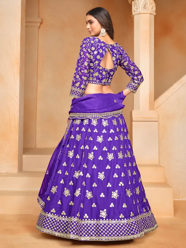 Blue organza lehenga with unstitched blouse and dupatta