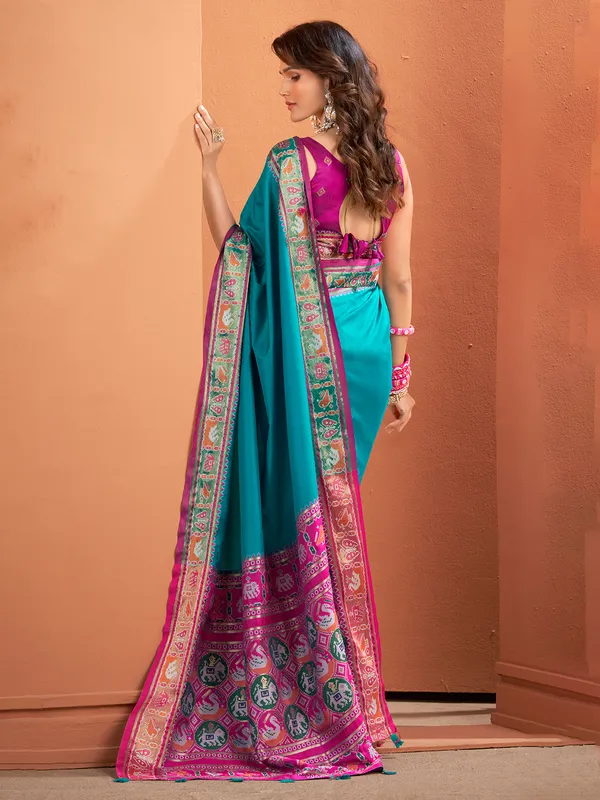 Blue patola silk saree for royal celebrations