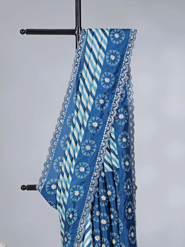 Blue patola silk wedding wear saree for women