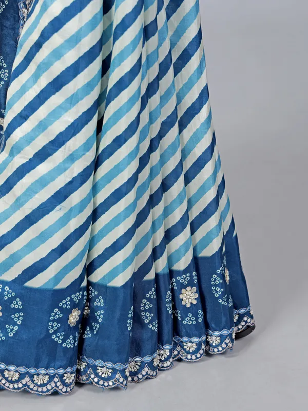Blue patola silk wedding wear saree for women