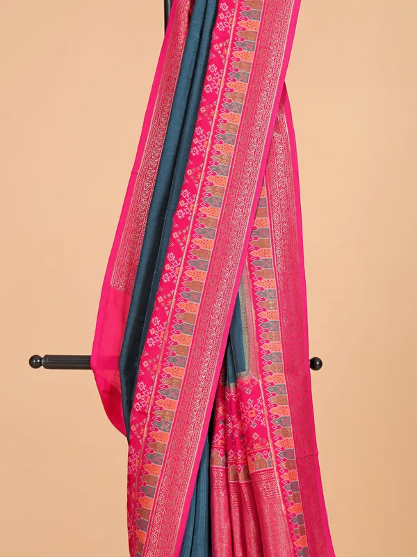 Blue patola silk zari weaving saree for women