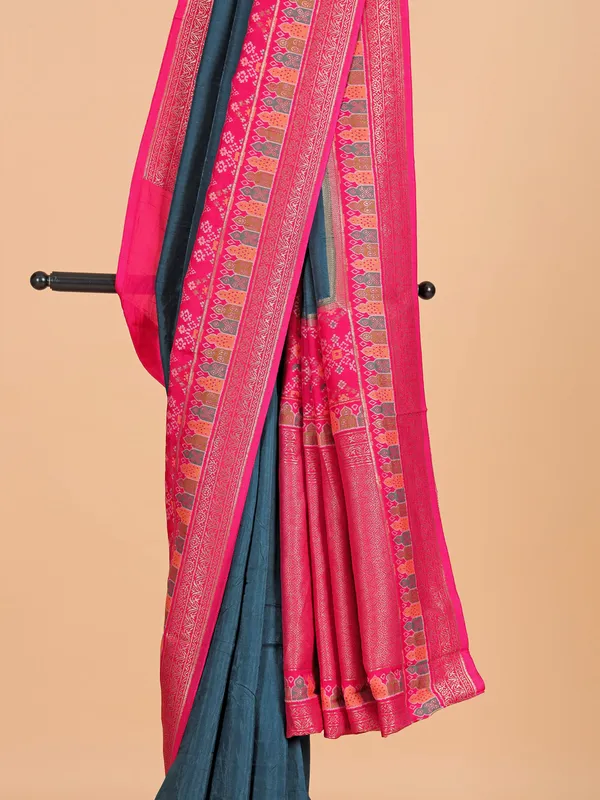 Blue patola silk zari weaving saree for women