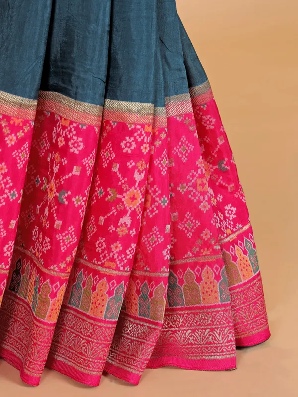 Blue patola silk zari weaving saree for women