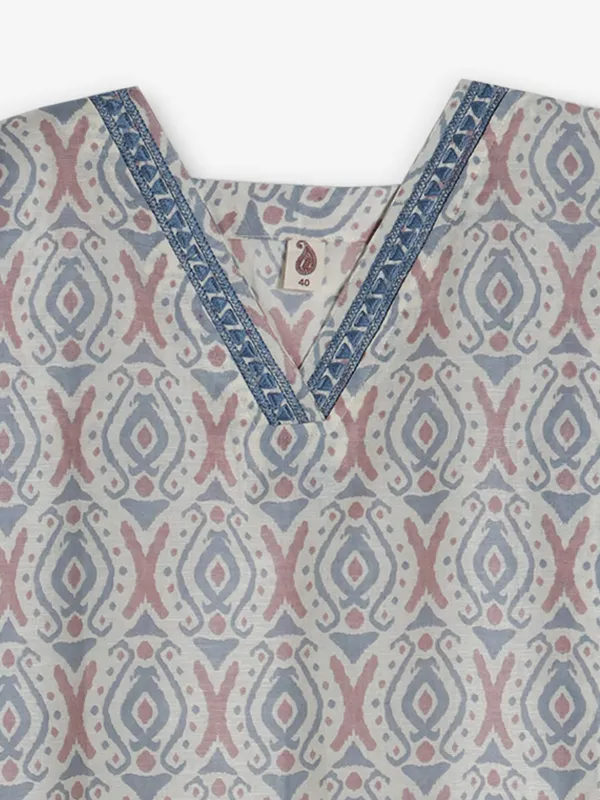 Blue printed cotton elegant kurti for women
