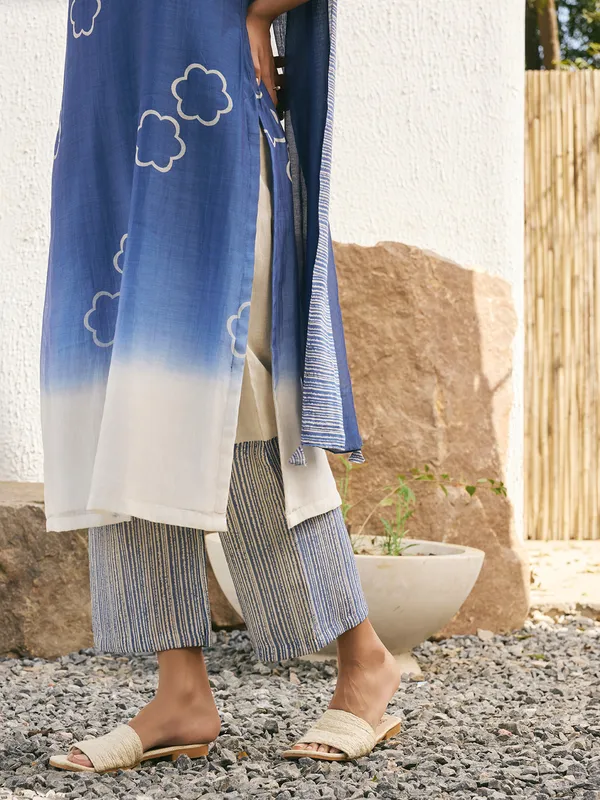 Blue printed muslin cotton salwar suit