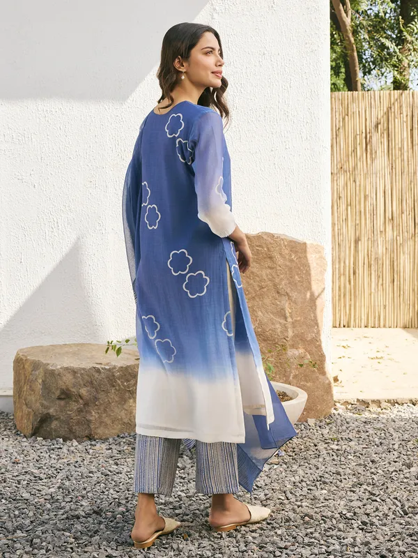 Blue printed muslin cotton salwar suit