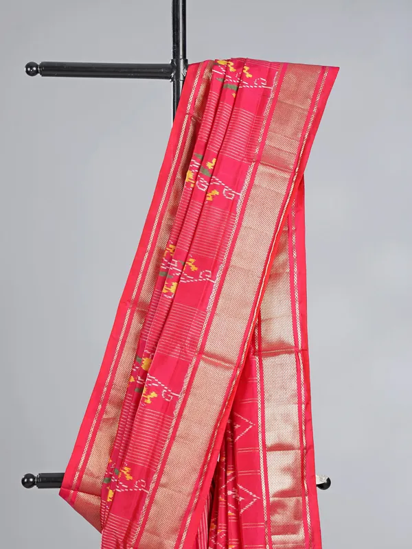 Pink patola silk printed saree for wedding special