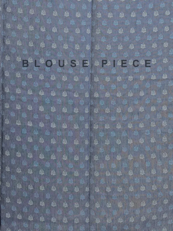Blue printed semi cotton saree for festival