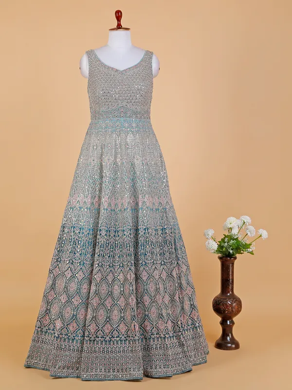 Blue shaded net gown