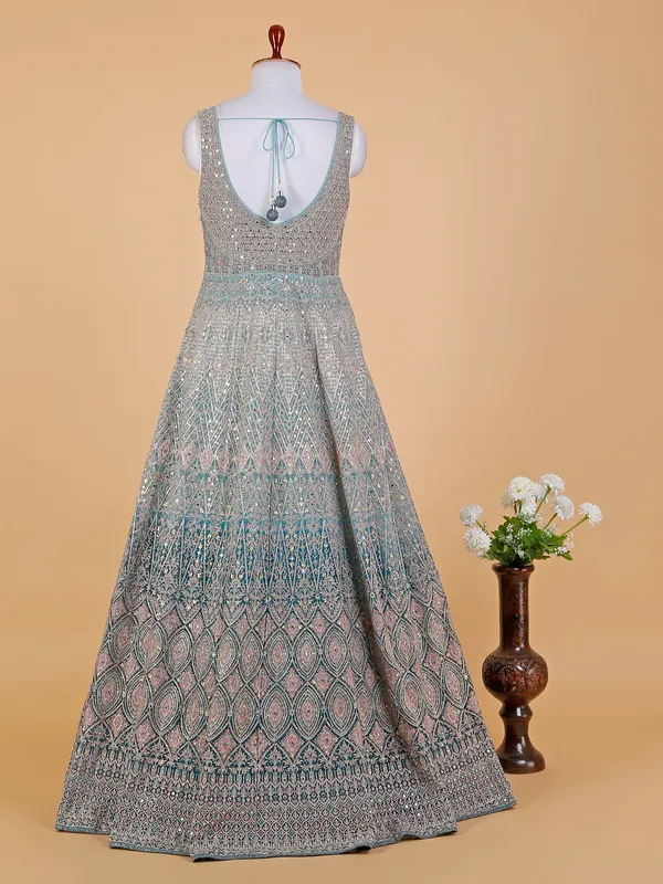 Blue shaded net gown