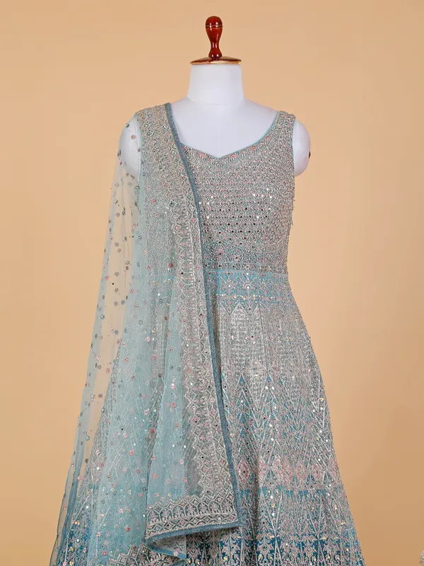 Blue shaded net gown