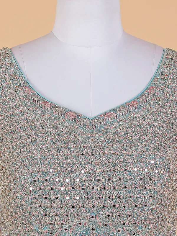 Blue shaded net gown