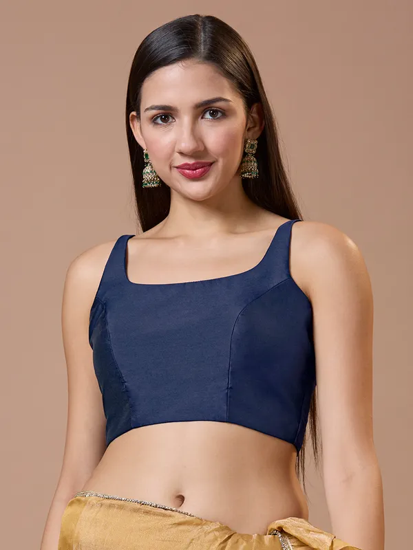Blue silk blouse with V neck