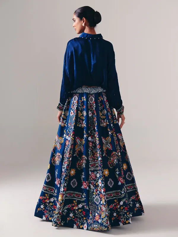 Blue silk designer lehenga choli for wedding wear