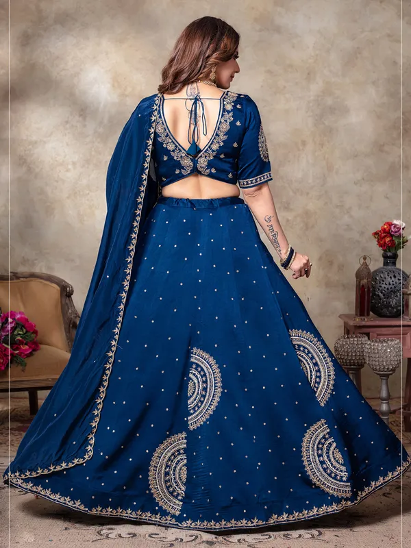 Blue silk lehehnga choli for women