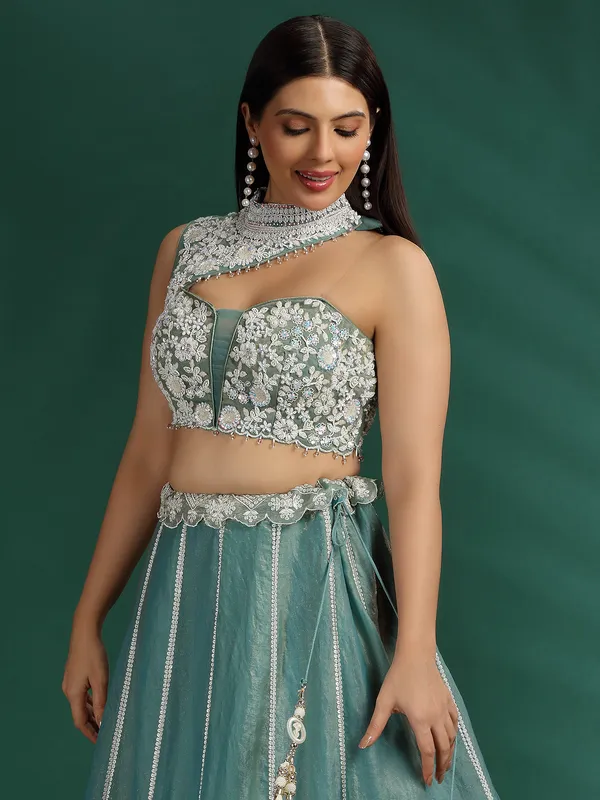 Blue silk lehenga choli for wedding glamour