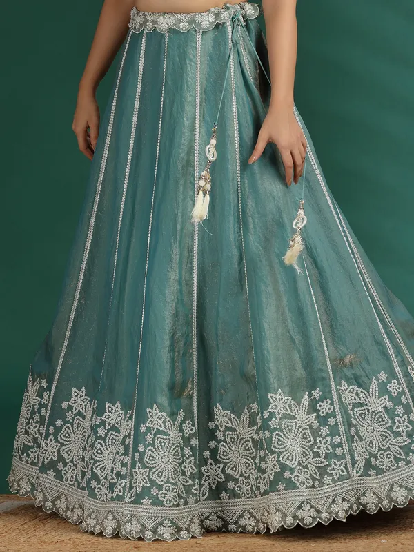 Blue silk lehenga choli for wedding glamour
