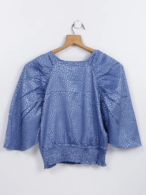 Blue silk party wear top