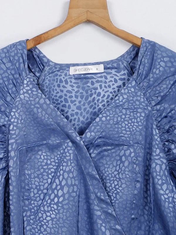 Blue silk party wear top