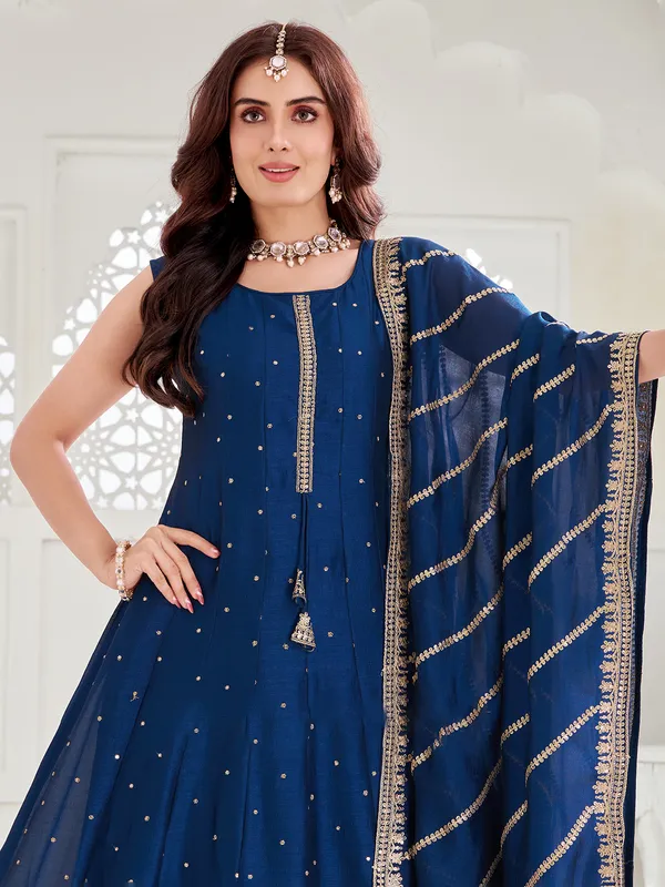 Blue silk salwar suit with beautiful dupatta