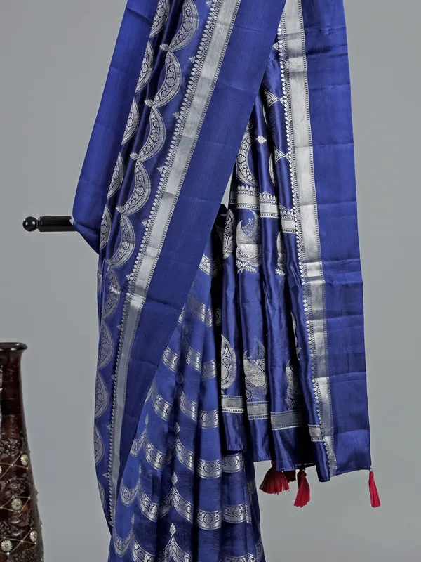 Blue silk saree with gota highlights