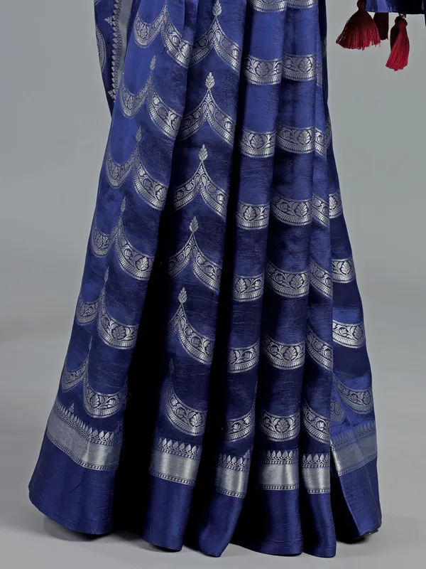 Blue silk saree with gota highlights