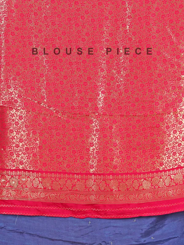Blue silk saree with zari embellishment