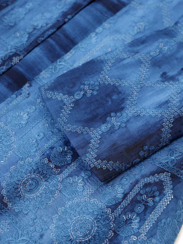 Blue silk shaded indowestern