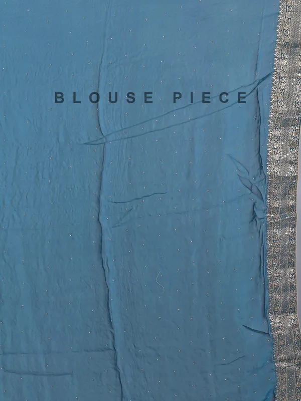 Blue silk wedding wear saree with zari details