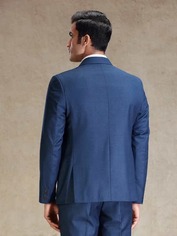 Blue terry rayon notch lapel blazer