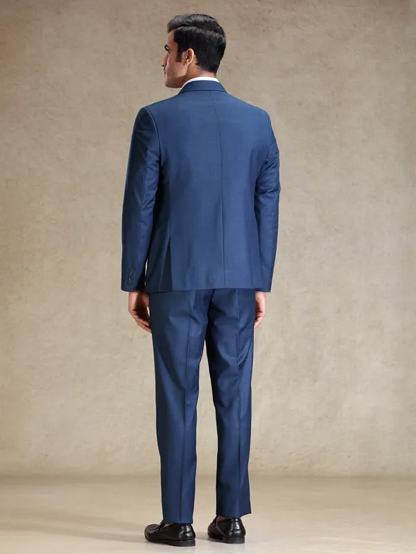 Blue terry rayon notch lapel coat suit